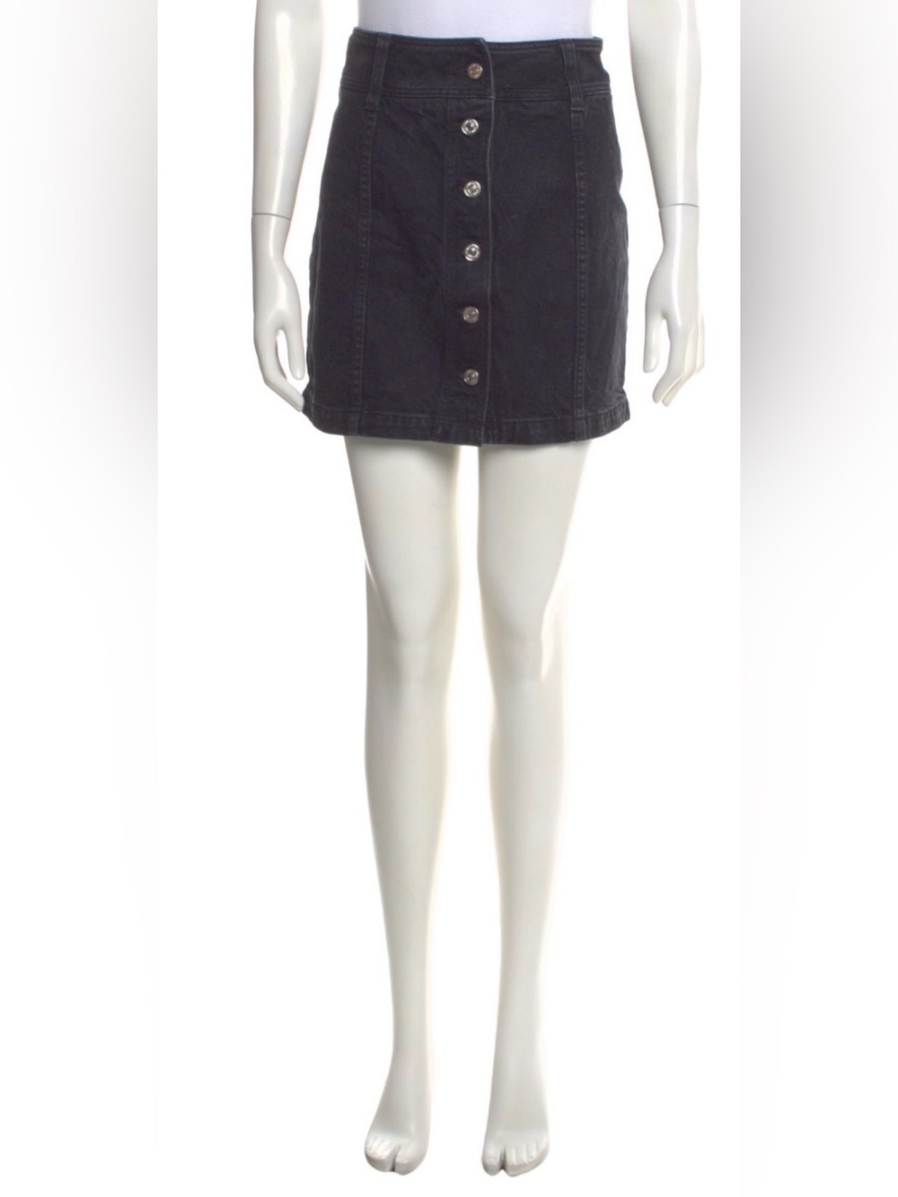 Sezane Black Button-Front Mini Skirt